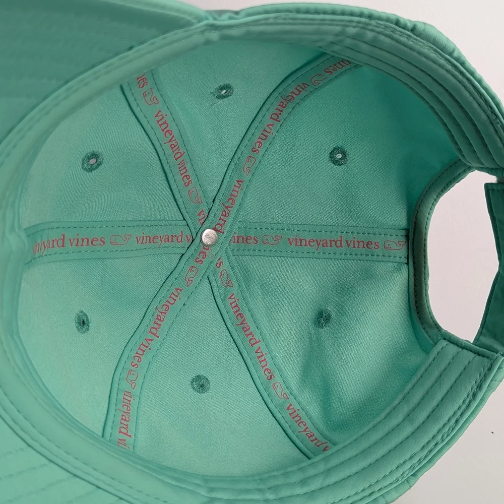 Vineyard Vines Mint Green Baseball Cap Pink Whale Adjustable Ponytail Hat